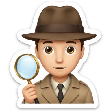 a detective film - detective in a hat with magnifying glass sticker