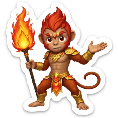 fire elemental monkey warior fire particles sticker