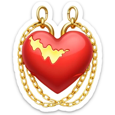 Heart wrapped in glowing chains, pulling apart sticker