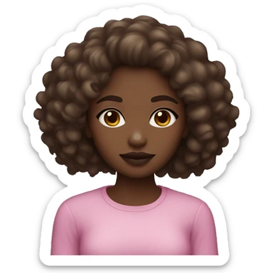 dark skin girl thick lips dark eyes frizzy brown hair sticker