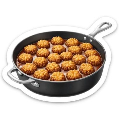 fried minced meat dish object icon, cooked minced meat in a pan, slightly crispy texture, glossy oil shine, 3D cartoon, mobile game icon style, centered, clean background, soft shadow, no text, no watermark
  sticker