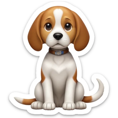 cinematic-[beagle dog]-realistic-full-body-sitting-emoji,-tail-resting-loosely-beside-its-paws,-head-tilted-dramatically,-sleek-[beagle]-fur,-simplified-yet-realistic-focused-features,-highly-detailed,-glowing-with-an-almost-sarcastic-glow sticker