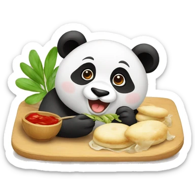 Panda eating Polish Peirogi  sticker