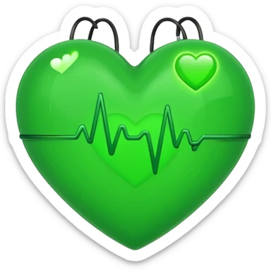 green heart with a heartbeat line sticker