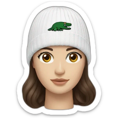 Brunette lacoste beanie with lacoste sticker