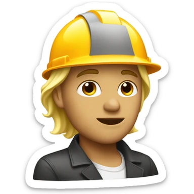The blond poet in the construction helmet sticker