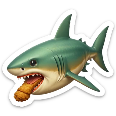green shark with fried chicken leg in sticker