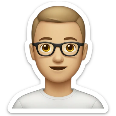 Caucasian Teenager with a brown buzz cut and round glasses sticker