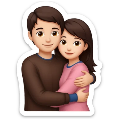 Girl and boy couple Both peach skin and darkish brown hair hugging emoji dont make them look forward sticker