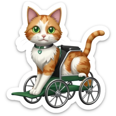 cat in a wheelchair designed for cats to walk sticker