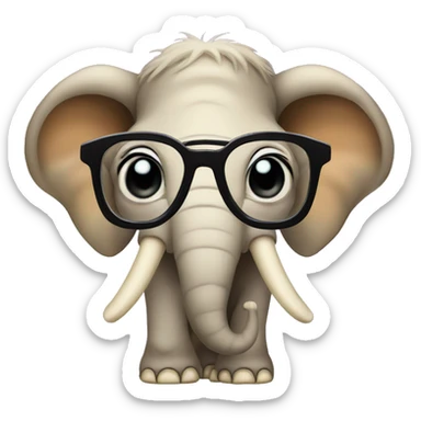 baby mammoth in star shape glasses sticker