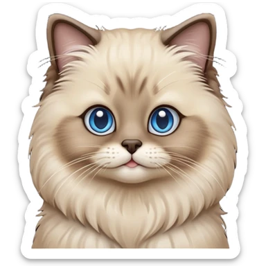 cinematic-adorable-fluffy-brown-seal-ragdoll-cat-portrait-emoji,-head-tilted-cutely-with-big,-sparkling-blue-eyes,-soft-brown-seal-colored-fur-with-darker-points-on-the-ears,-face,-and-paws,-simplified-yet-irresistibly-adorable-features, sticker