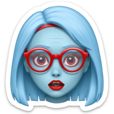 Ghoulia yelps monster high, pale blue skin, red glasses sticker
