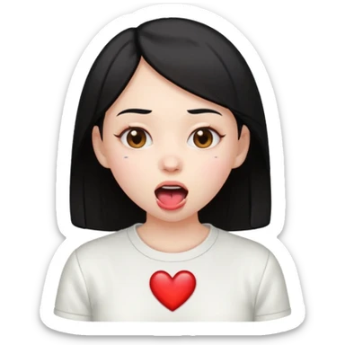 Heart-eyes emoji with a heart next to it and drooling
Black-haired girl, loves white sticker