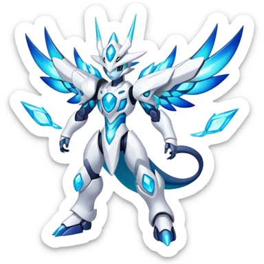 Shiny Futuristic Celestial Godly Fakemon-Pokemon-Digimon-Spectrobes-fusion, full body sticker