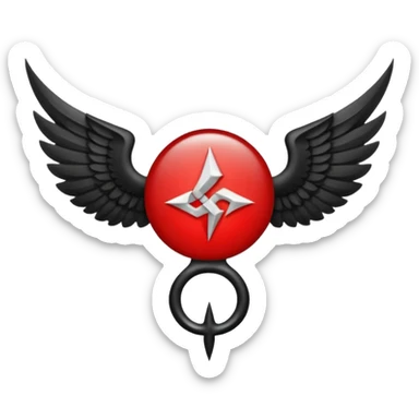 Holy Emblem with black wings and horn and red tetragrammaton in the middle sticker