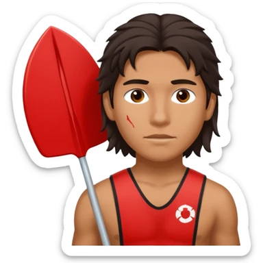 Lifeguard Native American Teenager with messy hair rescuing someone sticker
