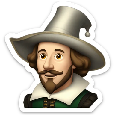 william shakespeare with a party hat sticker