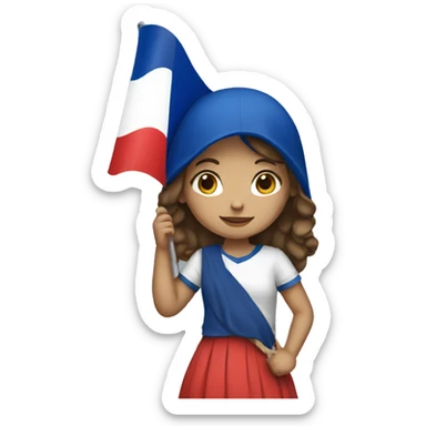 Girl holding France flag sticker
