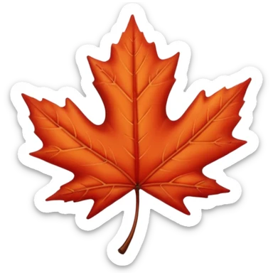 emoji, feuille d'érable couleur vermeille, deux yeux ronds noirs brillants sticker