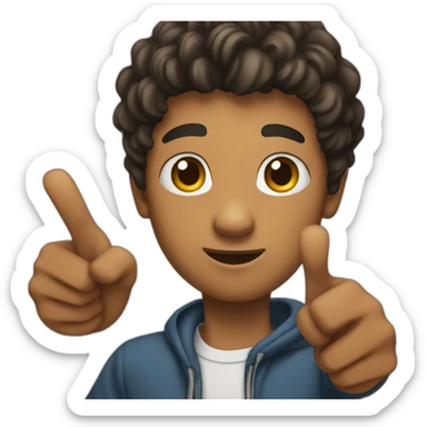 A 19 years old man pointing down with his hand sticker