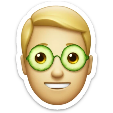 A Relaxing Emoji with cucumber over its eyes sticker