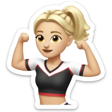 White-Cheerleader-blonde-cat stretching-pigtails sticker