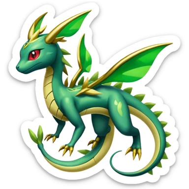 Shiny 4-legged Electrike-Rayquaza-Flygon-Virizion-Zygarde-Leafeon-fusion, full body sticker