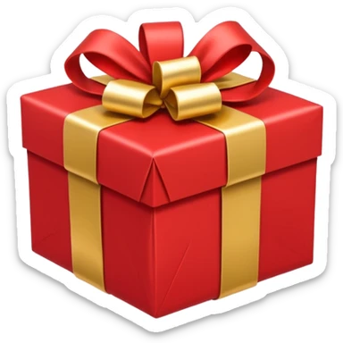 un cadeau de Noël emballé avec un ruban sticker