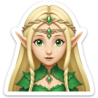 a girl elf with very long blond hair and a twisted headpiece, she's got pointy ears sticker