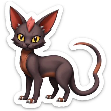 Black edgy Noivern-Torracat-Sphynx-Lykoi-Caracal-cat-Fakemon full-body sticker