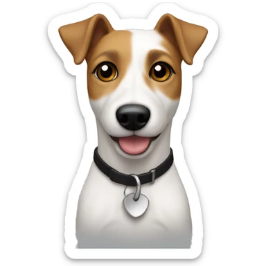 Jack russel cross terrier dog, white body with Black and Tan head  sticker