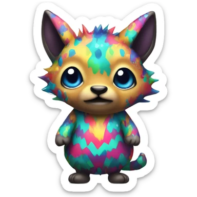 an edgy cute kawaii vernid-fionbri with colorful splash patterns full body sticker