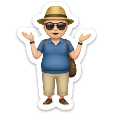 Excited pursed lip full body man emoji with an enormous waist twice the size of the rest of their body sticker