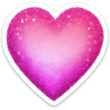 Pink ombre crystal heart with glitter  sticker