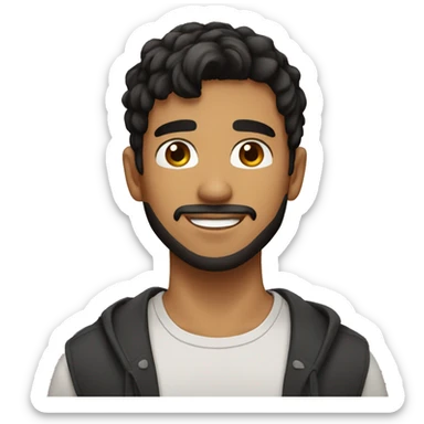 Brown 24 year old guy with black hair and short beard sticker