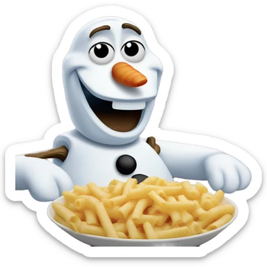 olaf the snowman from frozen eating kraft dinner sticker