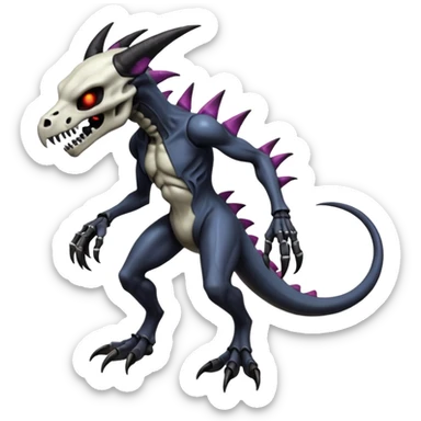 Shiny Futuristic Badass Demonic Spectral Dusky Spooky Skull-faced Cool Hot Stylish Handsome Alien-Salandit-Darkrai-Marowak-Venom-Fakémon-fusion (full body) sticker