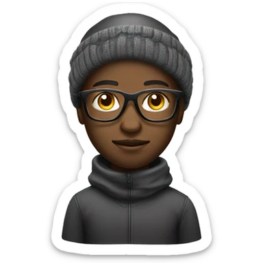 black african young techy male with eye glass and head warmer sticker