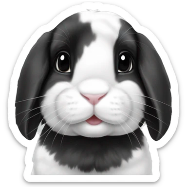 Black and white spot holland lop rabbit sticker