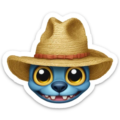 Stitch avec un chapeau de paille et une cicatrice sous l’oeil sticker