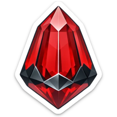 iOS sticker, dark fantasy crystal, monochrome red, minimal sticker