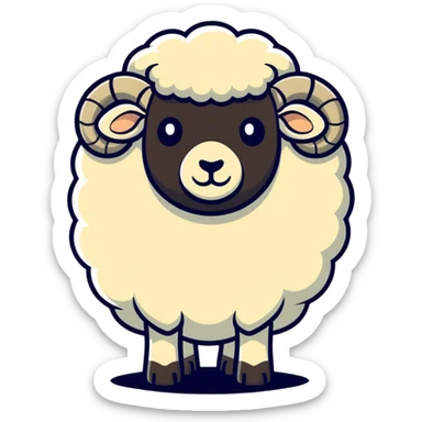 buff sheep, muscular, strong, cartoonish, exaggerated muscles sticker