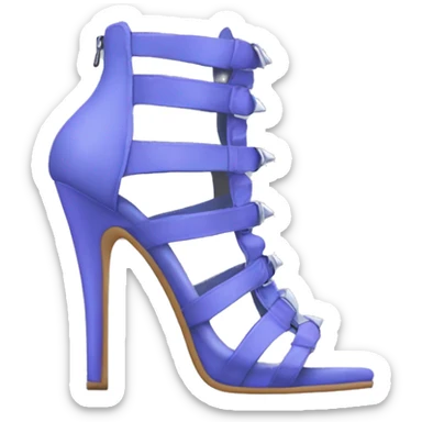 Realistic front facing position of periwinkle Gladiator spike high heel shoes. sticker