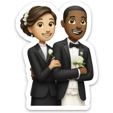 a man celebrating a bride and a groom  sticker