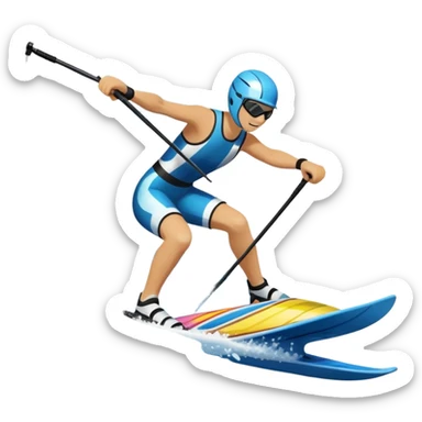 An icon featuring a close-up collage of water skis, splashing water across the surface. The design highlights the motion of the skis cutting through the water. Transparent background emphasizes the thrill of water skiing. sticker