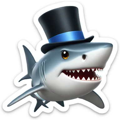 4D Shark with a top hat sticker