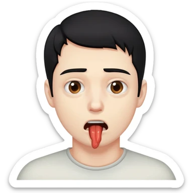 A black hair, brown eyed man choking himself sticker