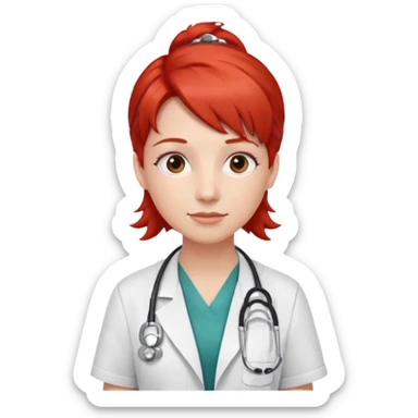 doctor with red hairclips sticker