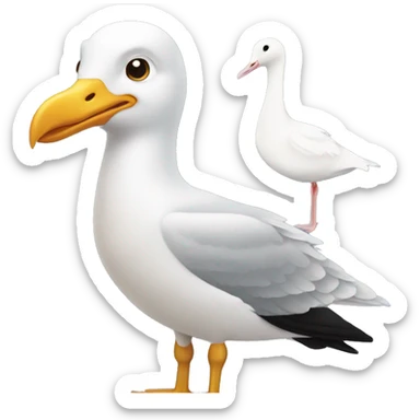  A Seagull holding a white duck  sticker